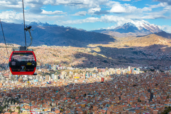 The only way to go … cable car, La Paz, Bolivia.