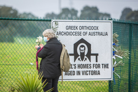 Outside St Basil’s aged care home in 2020, which became the site of one of Victoria’s deadliest coronavirus outbreaks.