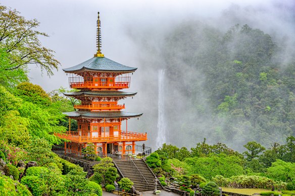 Kumano Nachi Taisha Pagoda and Nachi Falls in Japan’s Wakayama Prefecture.
