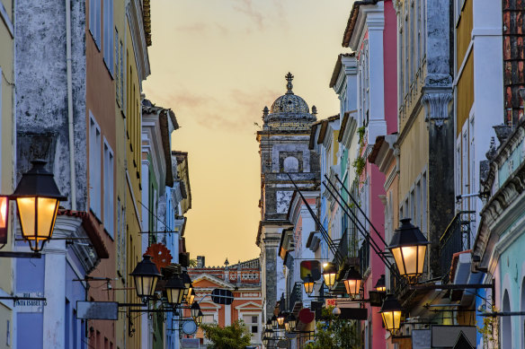 The colourful Pelourinho historic centre in Salvador.