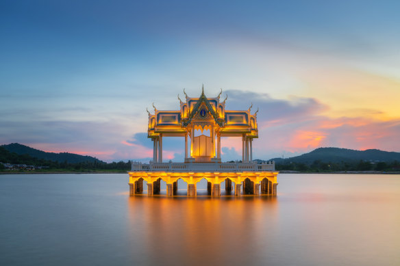 Thai pavilion in Khao Tao reservoir, Hua Hin, Thailand. 
