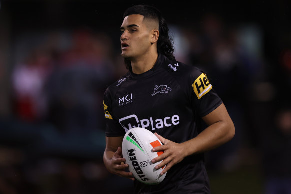 Jesse McLean in action against St George Illawarra this year.