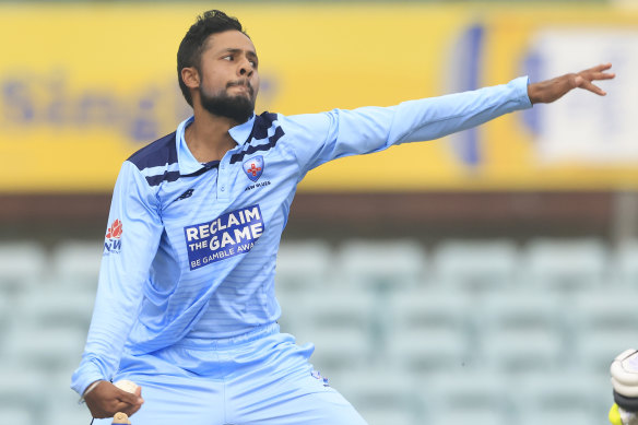 Tanveer Sangha was the destroyer for NSW during the Marsh Cup clash with Victoria at the Sydney Cricket Ground. 