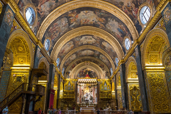 St. John’s Co-Cathedral and its spectacular walls and ceiling.