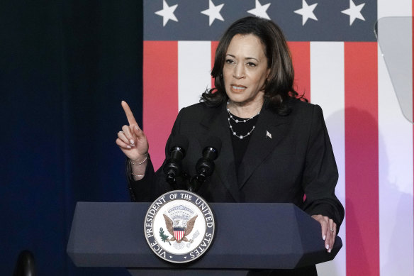 Vice President Kamala Harris speaks at a recent campaign event.