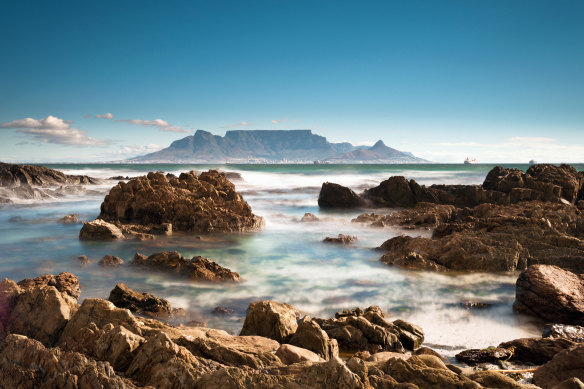 The challenging Table Mountain in the distance.