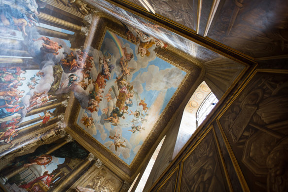 Ceiling above the King’s Staircase in the William III apartments, Hampton Court.
