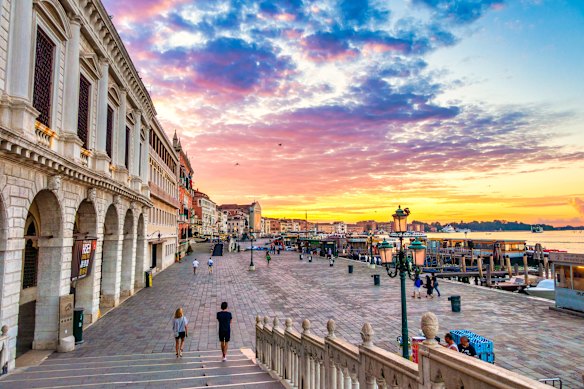 Venice promenade Riva degli Schiavoni.
