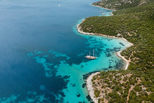 A gulet on the Turkish coast – the Bozburun Peninsula.