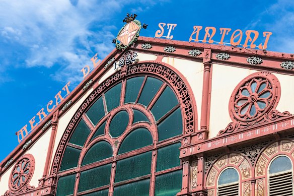 Restored facade of Sant Antoni market, Barcelona.