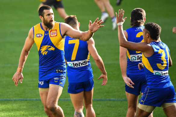 The Eagles celebrate a goal.