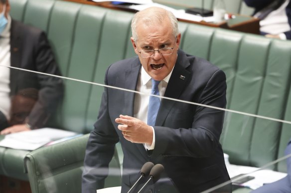 Scott Morrison in question time on Wednesday.