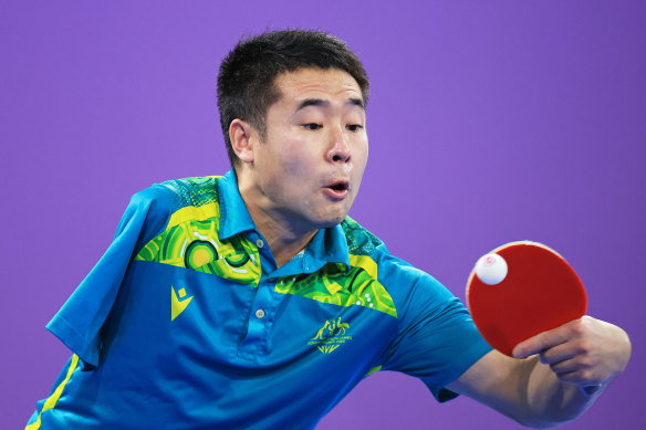 Ma Lin in the gold medal match on day ten of the 2022 Commonwealth Games.