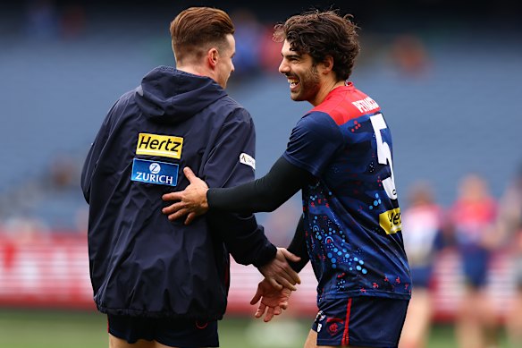 Fritsch and Christian Petracca ahead of the Demons’ recent clash with the Kangaroos.