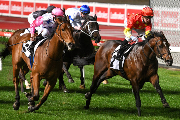 Daniel Moor rides Wild Ruler to victory in Friday night’s Moir Stakes. 