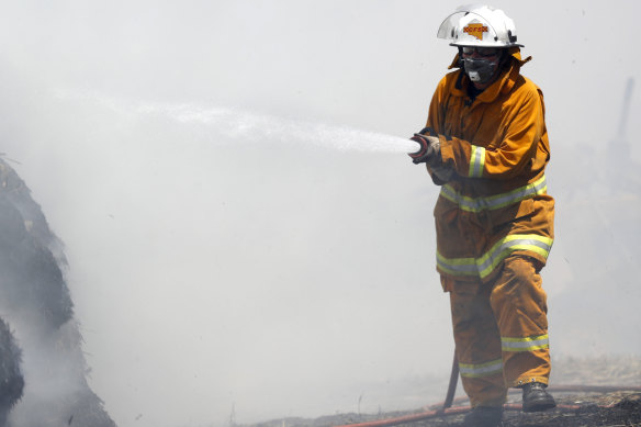 CFS members put out a fire on a property at Mount Torrens in the Adelaide Hills on Friday.