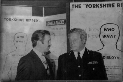 Then detective superintendent Hobson and chief constable of West Yorkshire Ronald Gregory announcing a publicity blitz in an attempt to catch the Yorkshire Ripper, 1979.
