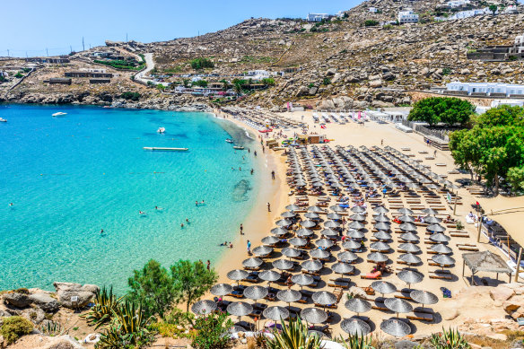 Paradise Beach on Mykonos.