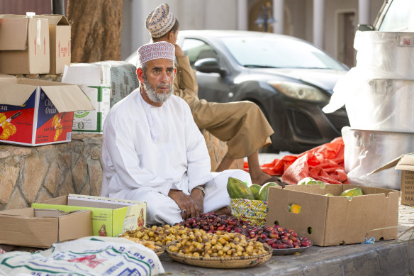 Dates for sale at a street market in Nizwa, Oman.