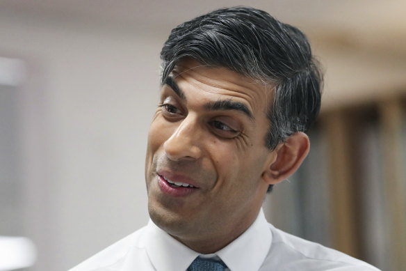 Britain’s Prime Minister Rishi Sunak visits Northern School of Art, in Hartlepool, England, on Thursday.