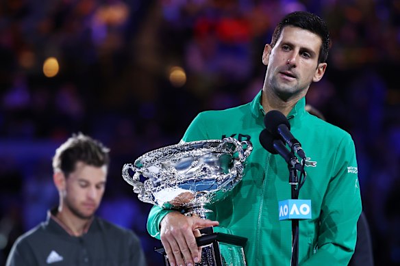 2020 Australian Open men's champion Novak Djokovic. The 2021 tournament remains uncertain.