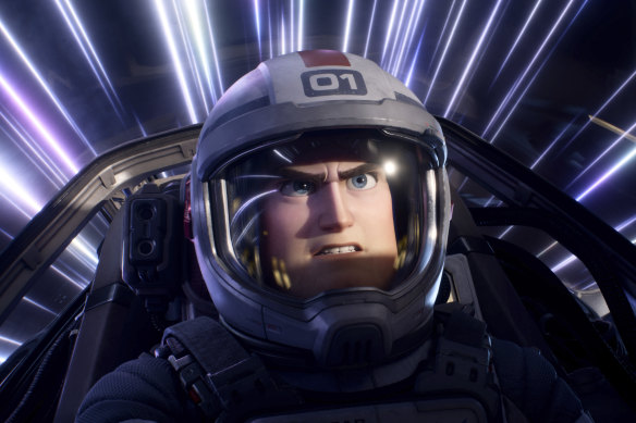 Buzz Lightyear, voiced by Chris Evans, in a scene from the new film.