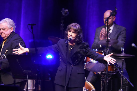 Beverley Sheehan sings in honour of her sister at Judith Durham’s state memorial service on Tuesday.