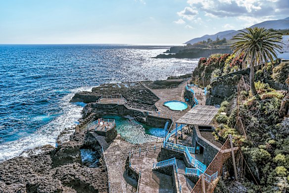 Charco Azul was formed naturally by ancient lava flows.