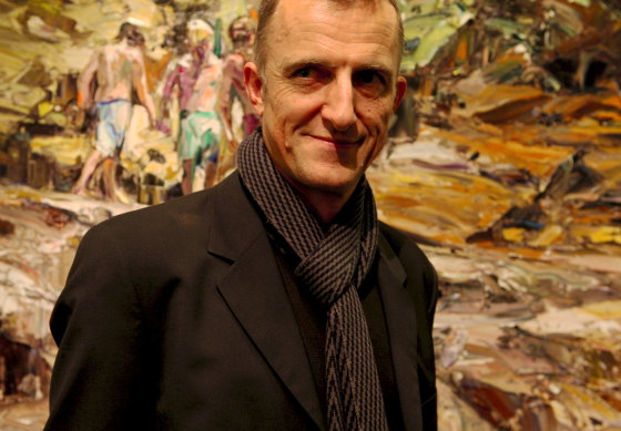 Nicholas Harding at his exhibition at Rex Irwin gallery, 2010.