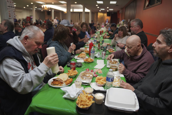 A fish fry on the first night of Lent at St Maximilian Kolbe Catholic  Church in the US city of Pittsburgh.