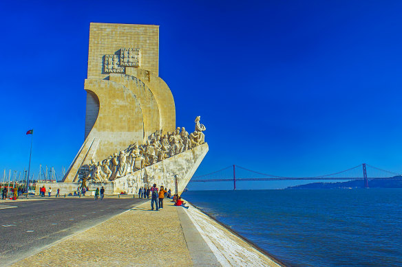 Waterfront in winter – “Monument to the Discoveries” in Belem, Lisbon.