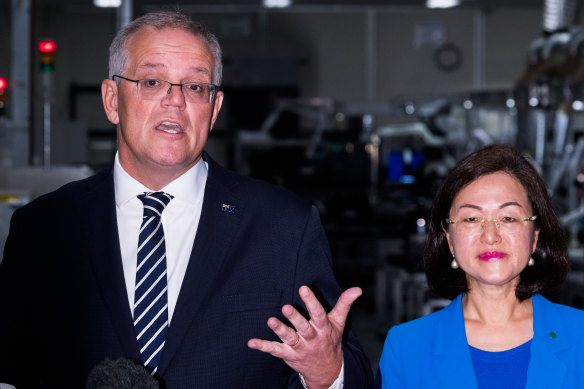 Scott Morrison joined Gladys Liu to make one of the grant announcements in the seat of Chisholm, which was under threat and ultimately won by Labor.