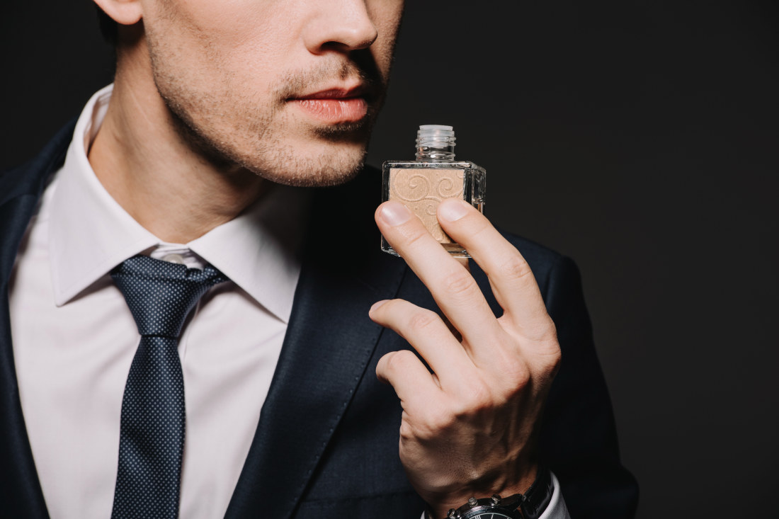 Man with perfume store