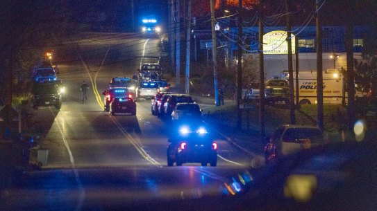 Police respond to an active shooter situation in Lewiston, Maine.