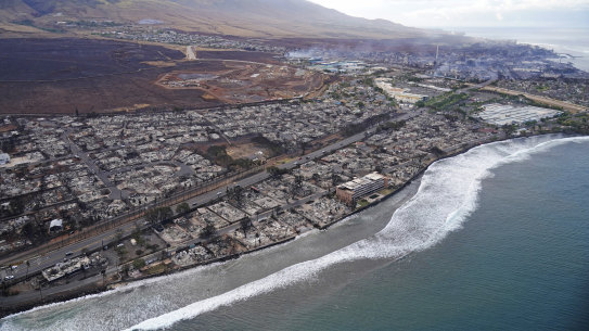 Wildfire wreckage is shown on Thursday in Lahaina, Hawaii. 