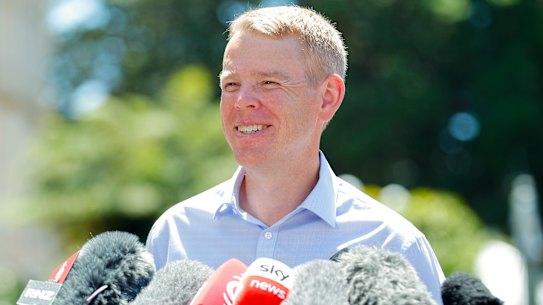 Chris Hipkins speaks during a press conference at the NZ Parliament on January 21. He was the sole nominee for Labour Party leader and prime minister to replace Jacinda Ardern.