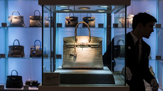 The holy grail of handbags: This  Birkin in matte Himalayan crocodile leather sold for $US244,490 at a Christie’s auction in 2016.