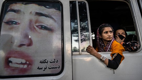 Afghans displaced by the Taliban’s advance in Kabul, Afghanistan