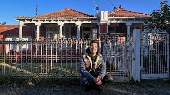 Jordan van den Berg, outside unoccupied homes in Brunswick.