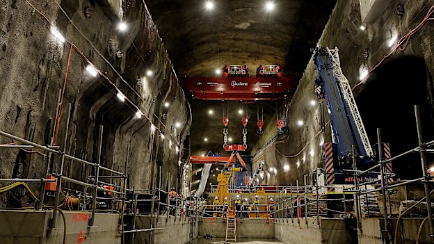 One of the giant caverns where a tunnel boring machine will be assembled over the next four months.