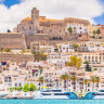 An extremely detailed view of Eivissa’s old town centre and marina, bright sky, picturesque clouds, a moored sailing ship, the iconic skyline of Dalt Vila dominated by the cathedral church of Santa Maria de les Neus. Developed from RAW. Ibiza Celebrity Cruises
The other side of Ibiza
From World Heritage sites to the wild west coast, there is a lot more than clubbing to discover.
By Ute Junker
Trav-IbizaCelebrity-29092023
cr: iStock (downloaded for use in Traveller, no syndication, reuse permitted)  