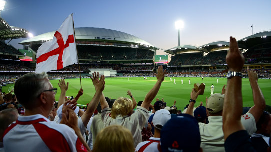 Spectators enjoy the day’s play at Adelaide Oval.
