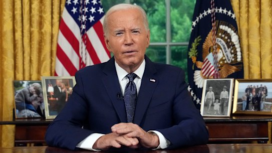 President Joe Biden addresses the nation from the Oval Office of the White House after the attack on Donald Trump.