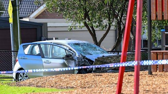 A toddler and his grandparents were hit by an out-of-control car in Wantirna South on Thursday. 
