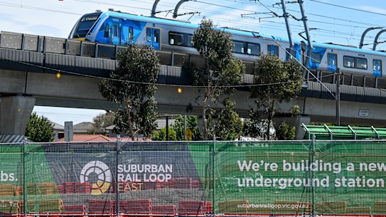 A Suburban Rail Loop construction site in Clayton.