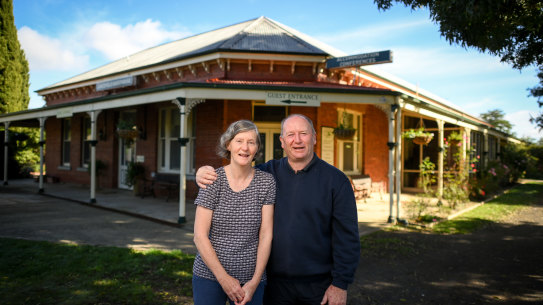 Peter and Kate Chiller at their  guesthouse in Lancefield on Friday. 