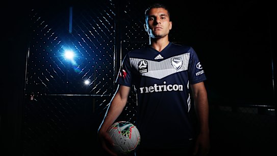Back in navy blue: Andrew Nabbout is excited to be back at Melbourne Victory.