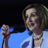 Nancy Pelosi, 84, speaks during the Democratic National Convention