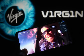 Richard Branson aboard his Virgin Galactic VSS Unity space rocket in early July.