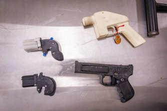 A selection of 3D-printed guns in the possession of Victoria Police.